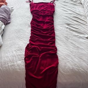 SHOWPO scrunch dress red shimmer